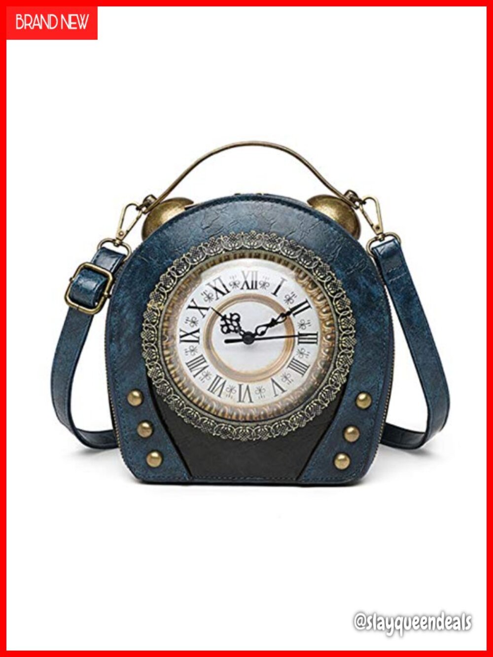 Faux Leather Round Clock Crossbody Shoulder Bag Steampunk Messenger
